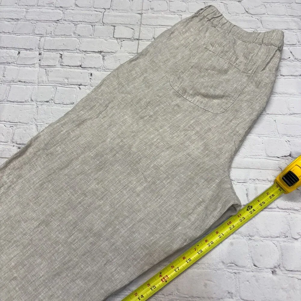 Quince Women Wide Leg 100% Linen Crop Pants Size 2X Beige D127 -22
